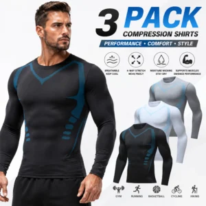 3-Pack Men’s Long Sleeve Compression Shirts