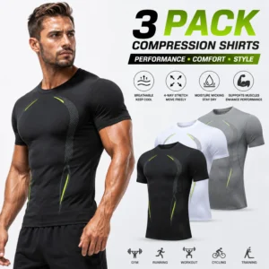 3-Pack Men’s Compression Short Sleeve Shirts