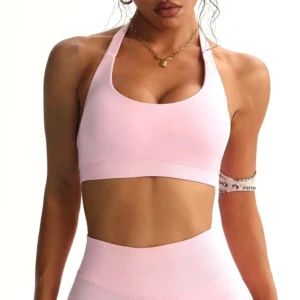 Seamless Halter Sports Bra for Yoga and Running